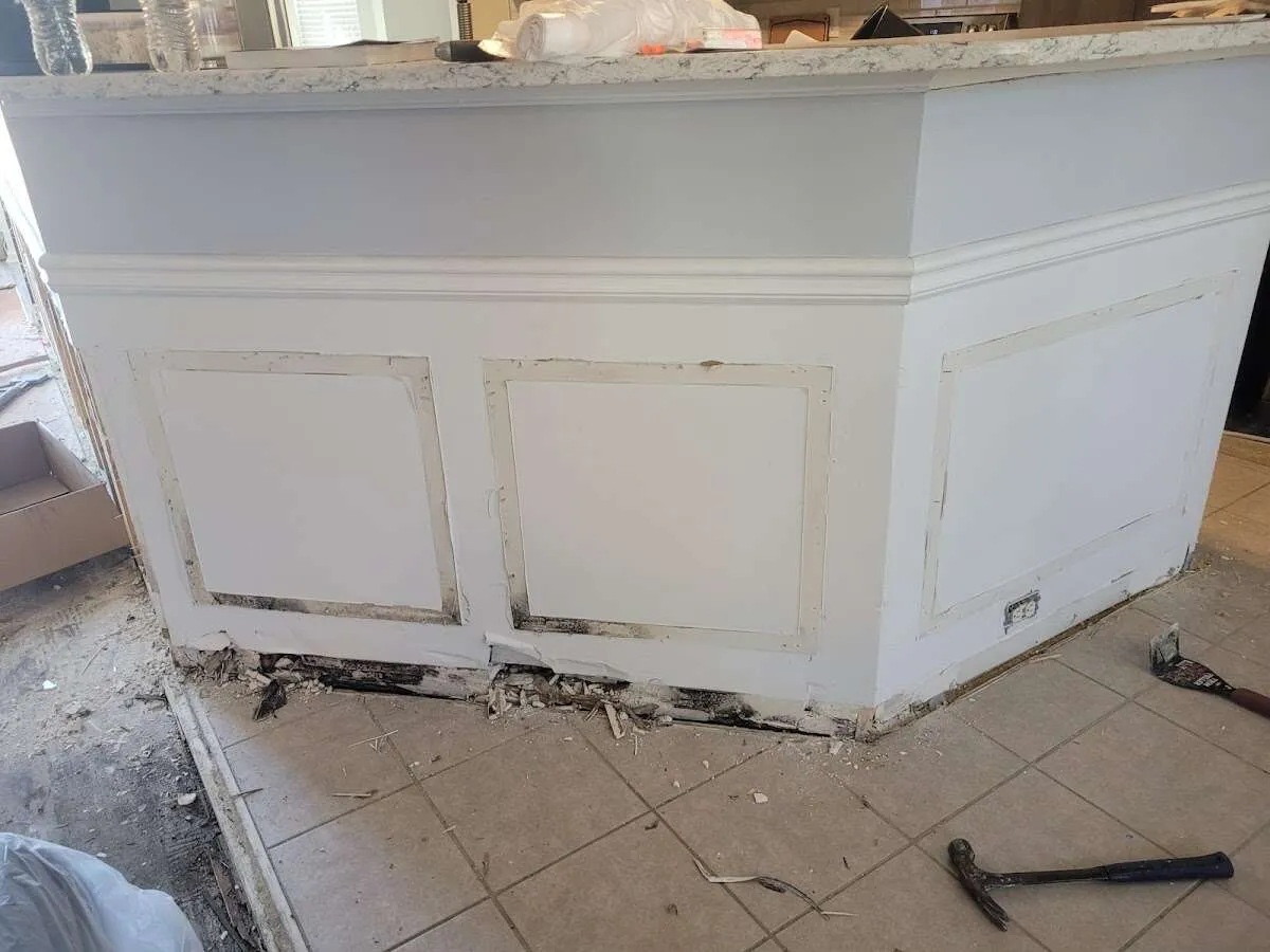 Water damage and mold on kitchen during Storm Damage Restoration in Peoria